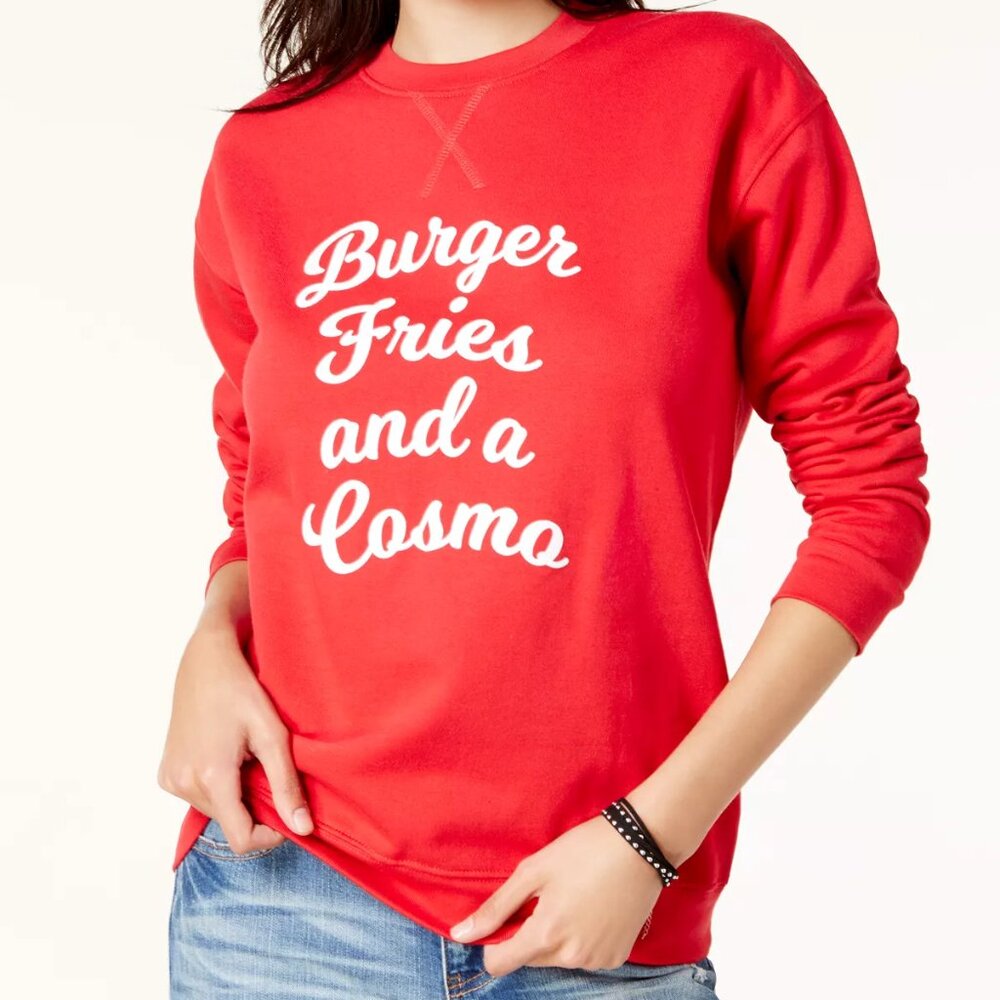 Kid Dangerous 'Burger Fries and a Cosmo' Red Sweatshirt, Size L, NWT